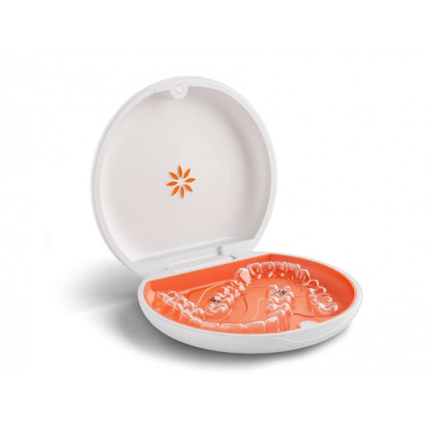 Invisalign Case for Invisible Aligners or Vivera Retainers - White orange, 1